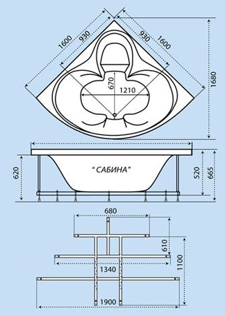 Акриловая ванна Тритон Сабина 160х160 см