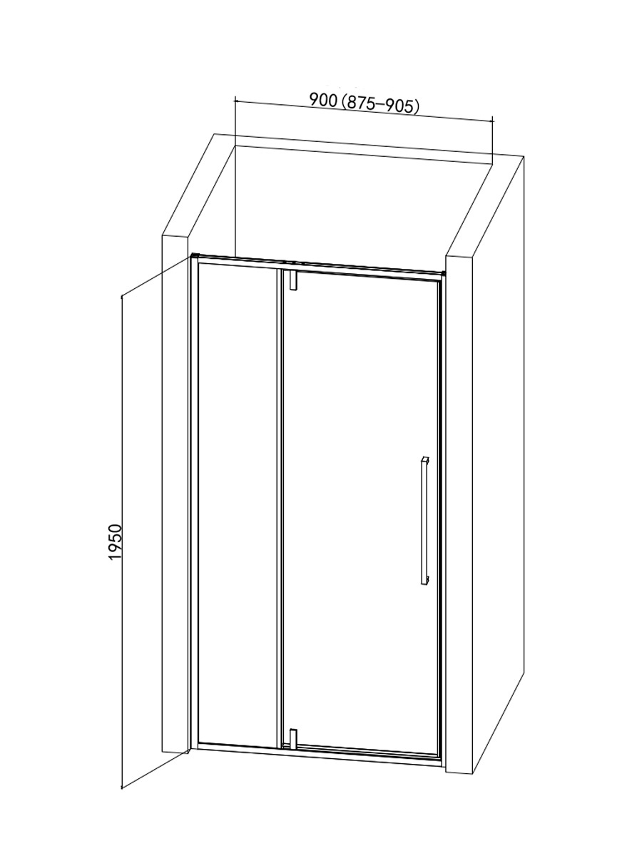 Душевая дверь AQUAme AQM7108-9 90x195, прозрачное, хром