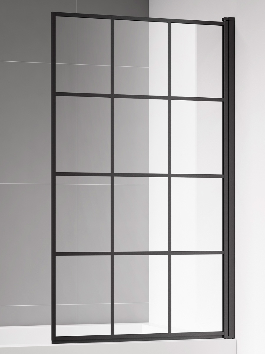 Шторка для ванны AQUAme AQM2858-R 80x140 правая, прозрачное стекло, черный