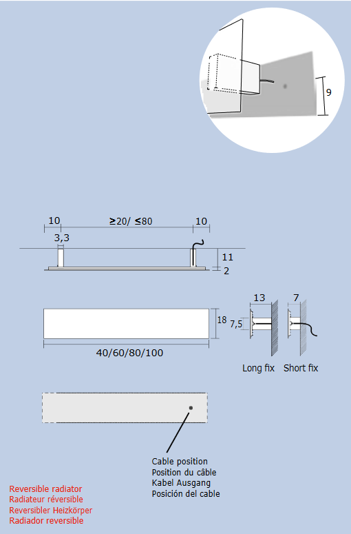Полотенцесушитель электрический Antrax Tavoletta long fix 18x100 белый матовый, ECTVTL100018T/BCOR