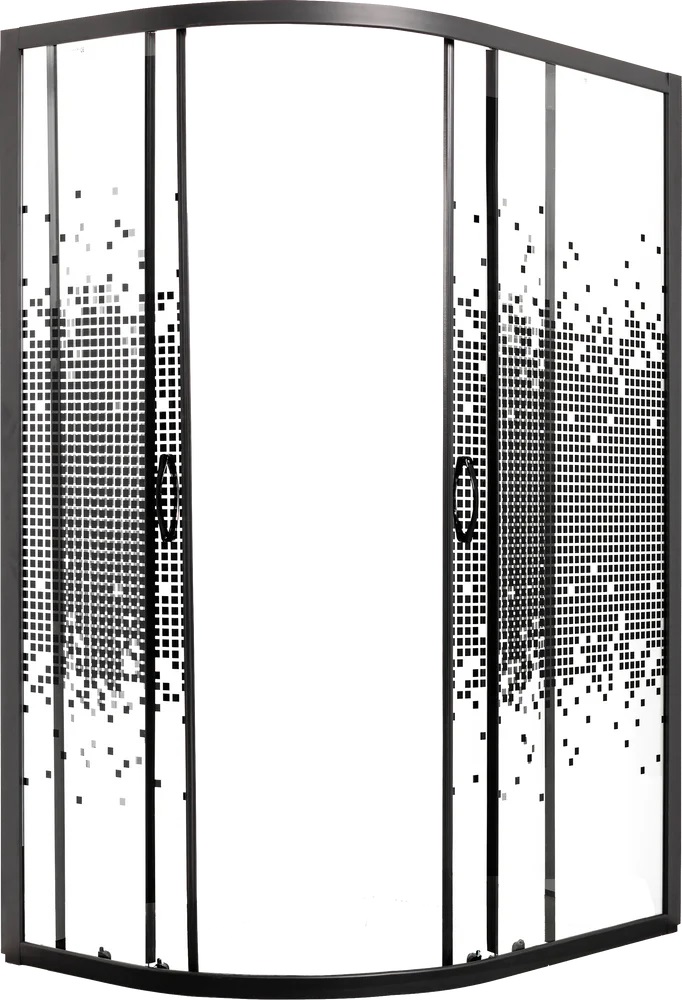 Душевой уголок Мономах ДУ 100/70/180 МЗ BL L/R 100x70 прозрачное с рисунком, черный, 10000008624