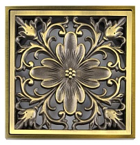Душевой трап Bronze De Luxe 21975-57 с решеткой &quot;Цветок&quot;, верт. выход, бронза