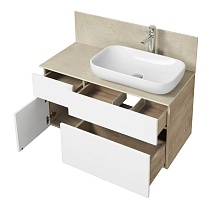 Мебель для ванной Акватон Мишель 100 см, керамогранит, раковина Лола, дуб эндгрейн, белый