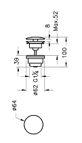 Донный клапан Vitra Origin A4514926 с переливом, медь