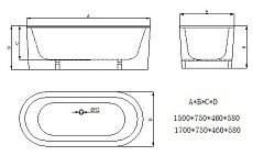 Чугунная ванна Sharking SW-1013B 170x75 с панелью