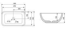 Раковина Abber Rechteck AC2202MB 50 см матовый черный
