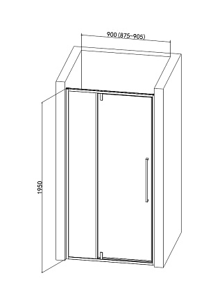 Душевая дверь AQUAme AQM7108-9 90x195, прозрачное, хром