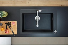 Кухонная мойка Hansgrohe C51-F660-07 77 см со встроен. смесителем, черный/хром