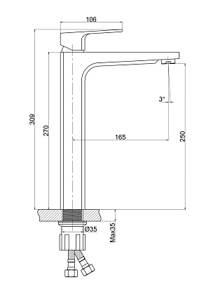 Смеситель для раковины Cersanit Wisla A63059, с донным клапаном, хром