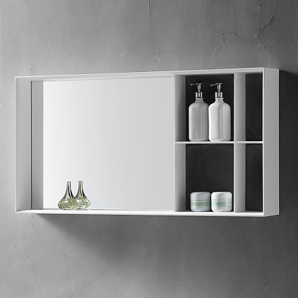 Зеркальный шкаф Abber Stein 100 см белый AS6639