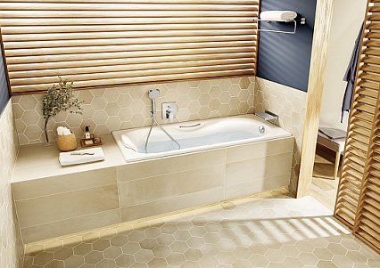 Чугунная ванна Roca Malibu 150x75 см без отверстий под ручки с противоскользящим покрытием, арт.231560000