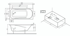 Акриловая ванна Am.Pm Sense 150x70 см с каркасом и сливом-переливом