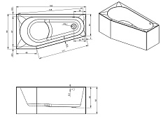 Акриловая ванна Riho Delta Plug & Play 160x80 R, с монолитной панелью
