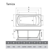 Акриловая ванна Relisan Tamiza 130x70 см