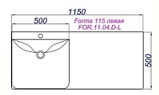 Раковина Aqwella Forma 115 см левая