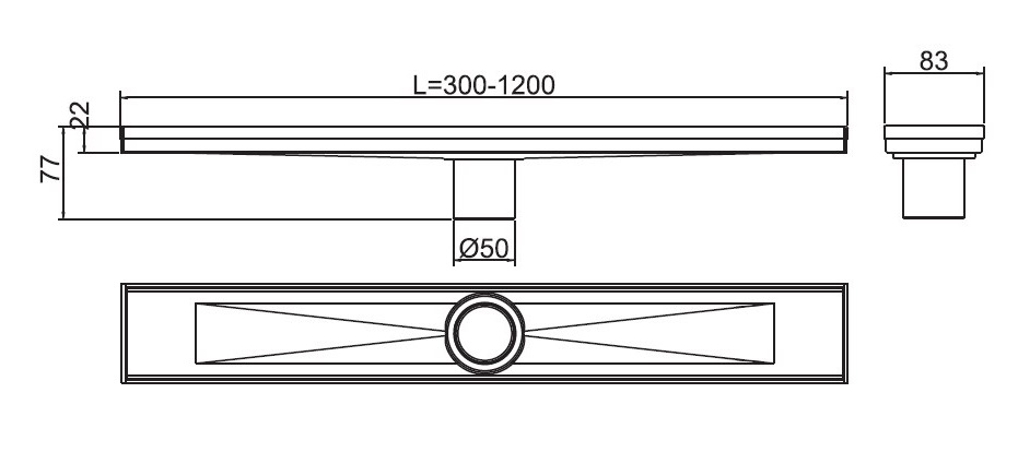 Трап для душа RGW Shower Drain SDR-02-60-Q 60x8.3 см, без решетки