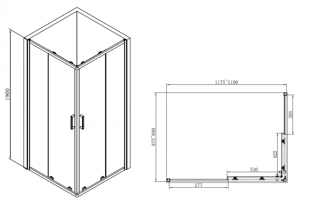 Душевой уголок Abber Schwarzer Diamant 120x90 прямоугольный, хром