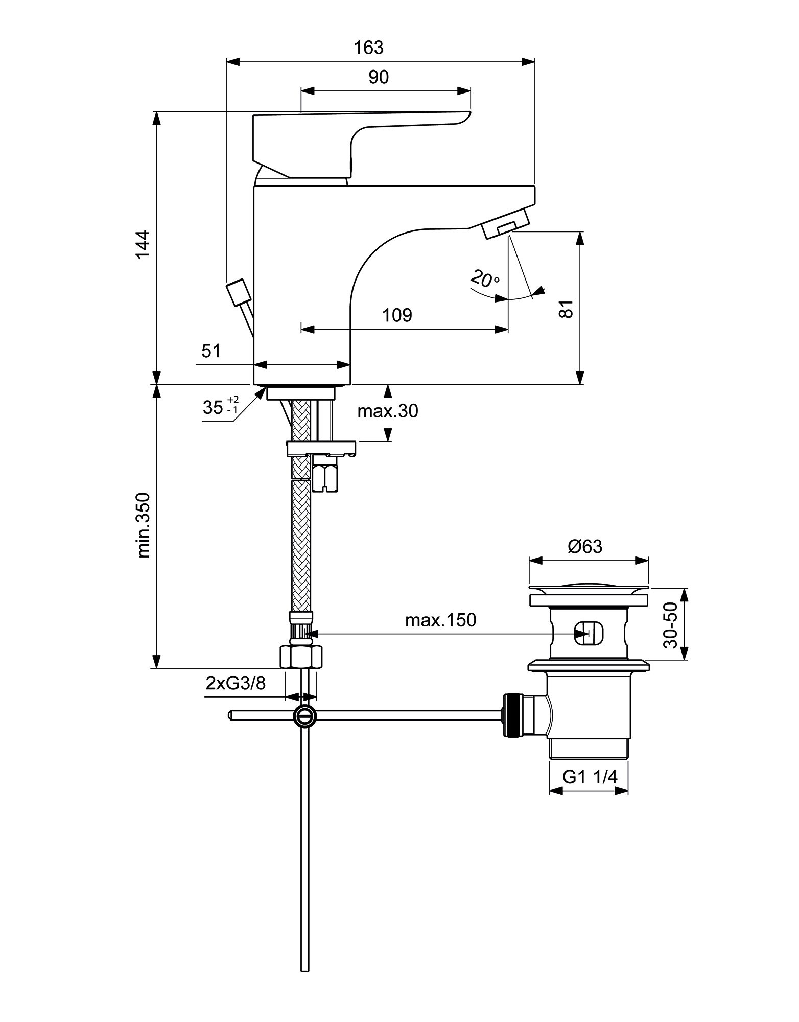 Смеситель для раковины Ideal Standard Ceraplan III B0704AA