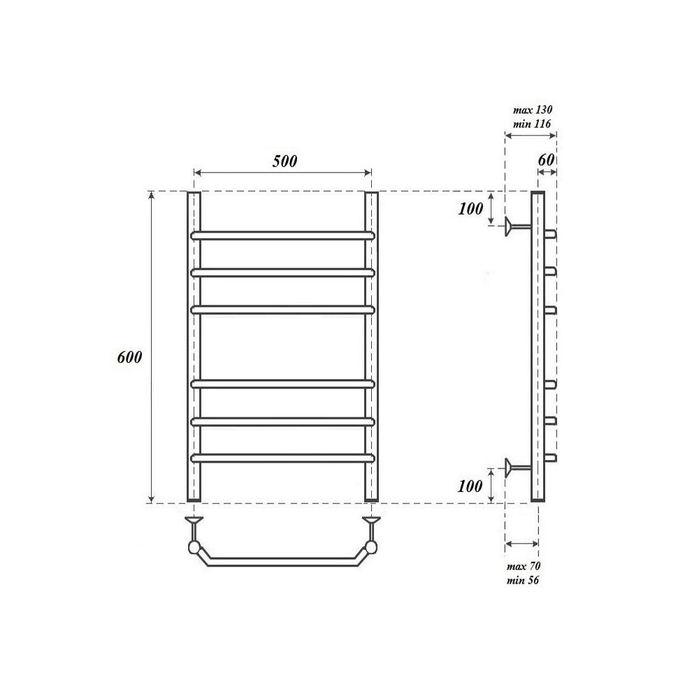 Полотенцесушитель водяной Point PN07156 П6 50x60, хром