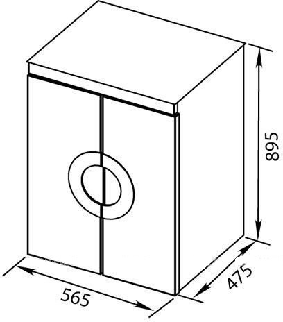 Шкаф De Aqua Форма 55 см, для стиральной машины, белый