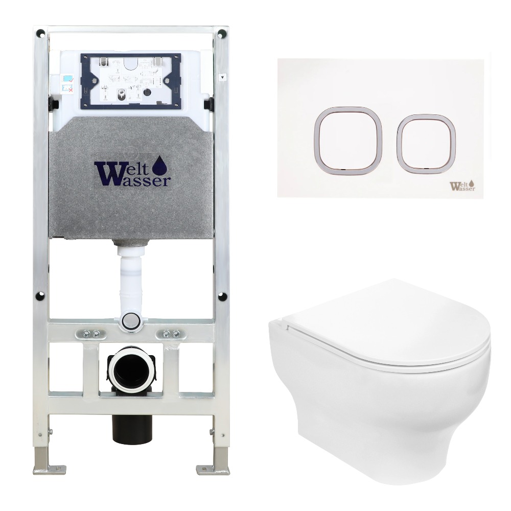 Комплект Weltwasser 10000006862 унитаз Erlenbach 004 GL-WT + инсталляция + кнопка Amberg RD-WT