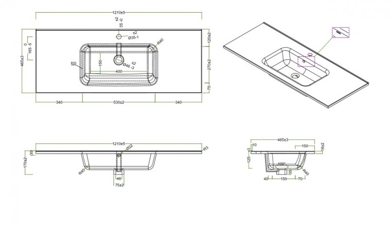 Мебель для ванной BelBagno Etna 120x46x50 см Rovere Nature