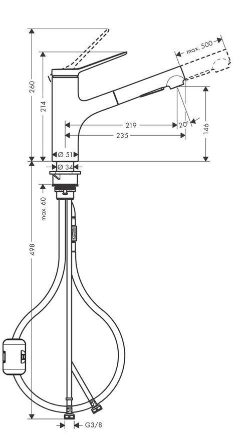 Смеситель для кухни Hansgrohe Zesis M33 2jet 150 74800670 матовый черный