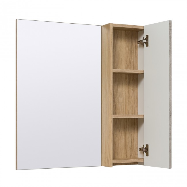 Зеркальный шкаф Руно Мальта 85 см, дуб/серый