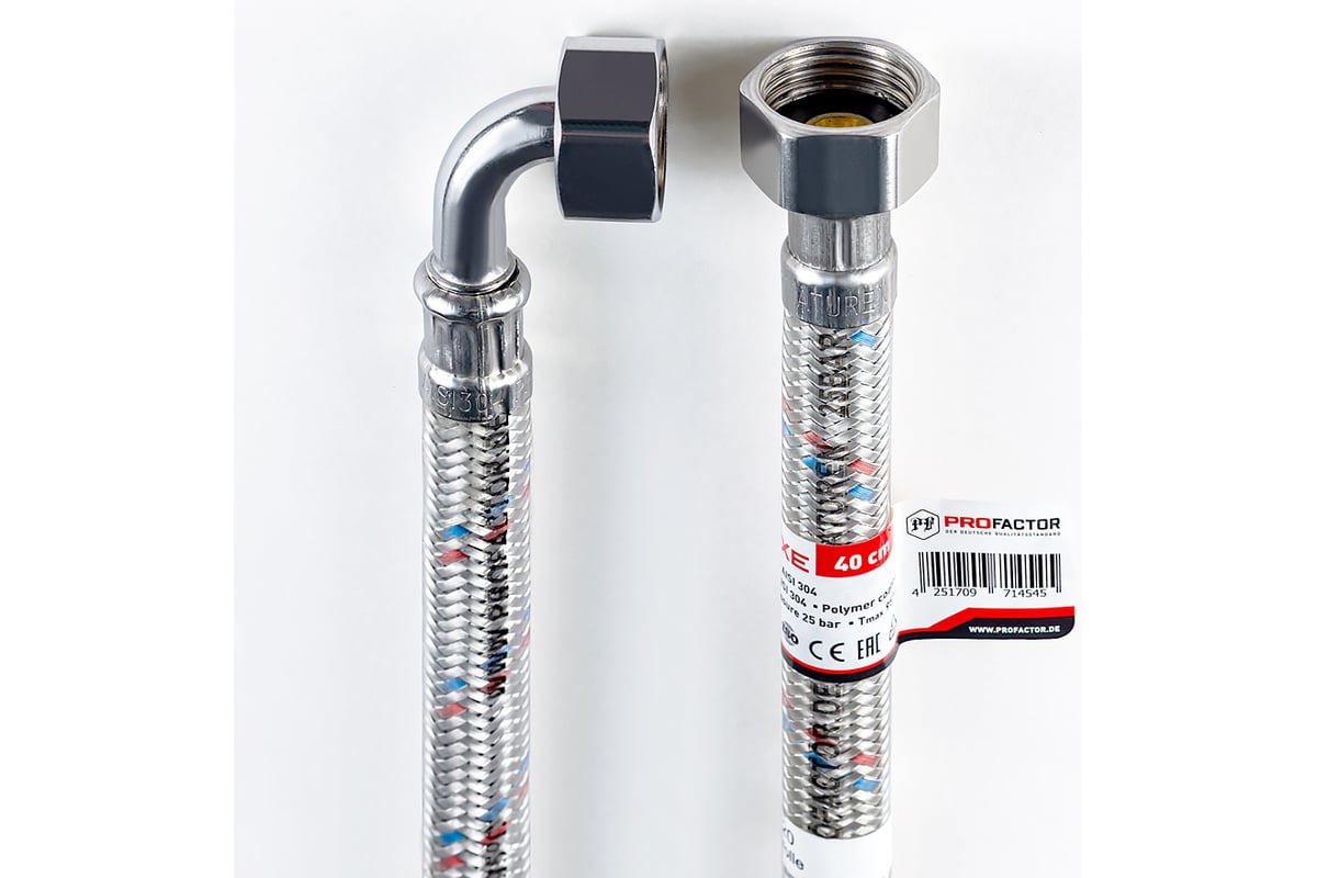 Угловая подводка PROFACTOR LUXE с полимерным покрытием, в/в 1/2, 60 см PF WFH 527.60