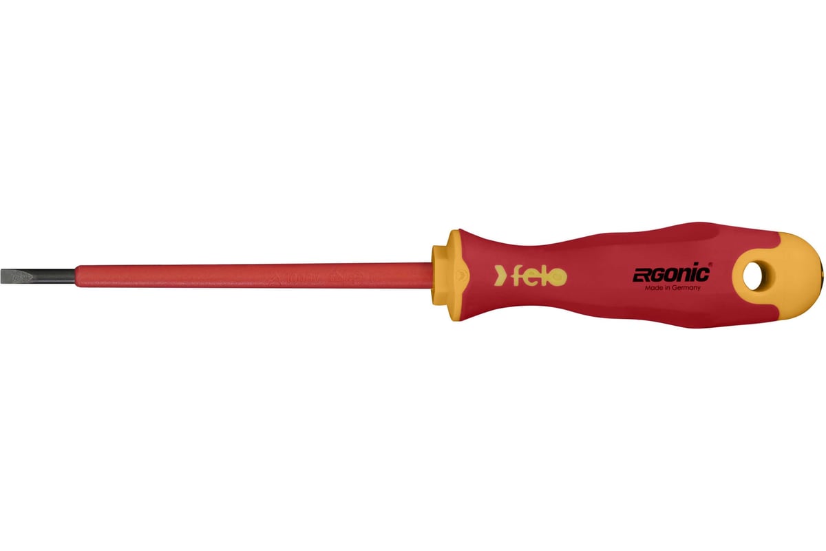Диэлектрическая отвертка Felo Ergonic 3,5х0,6х100 плоская шлицевая 41303590