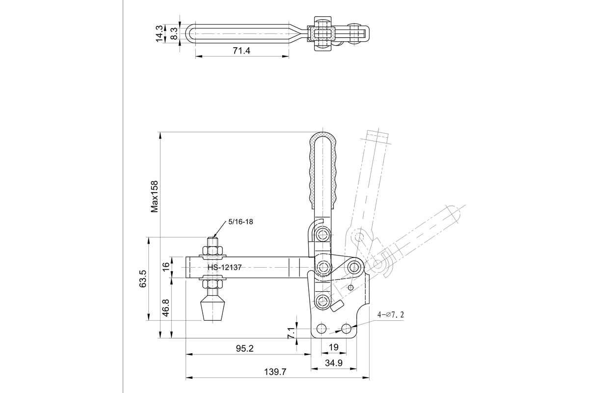 Зажим с вертикальной рукоятью HS CLAMP HS-12137