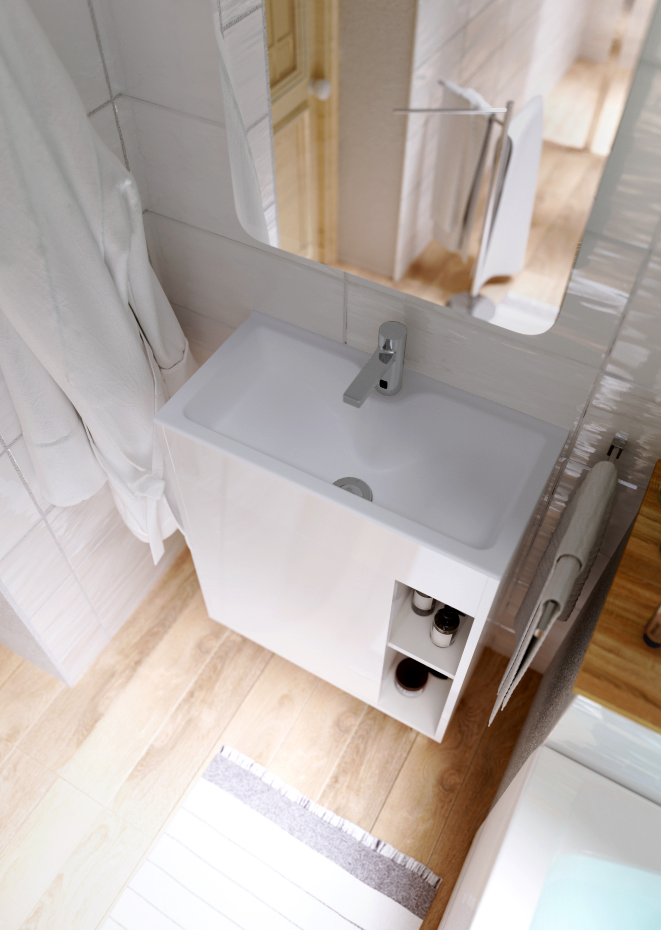 Мебель для ванной 1MarKa Lido 60 см напольная белый глянец