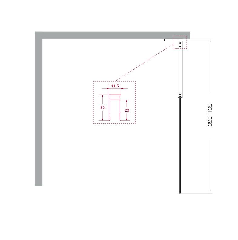 Душевая перегородка Belbagno UNO-L-1-TB-110-C-GM 110x200 прозрачная, оружейная сталь