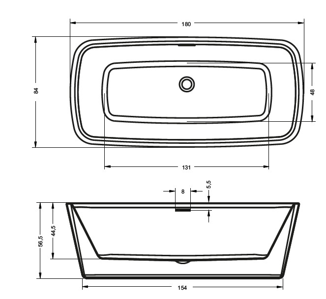 Акриловая ванна Riho Admire FS 180x84