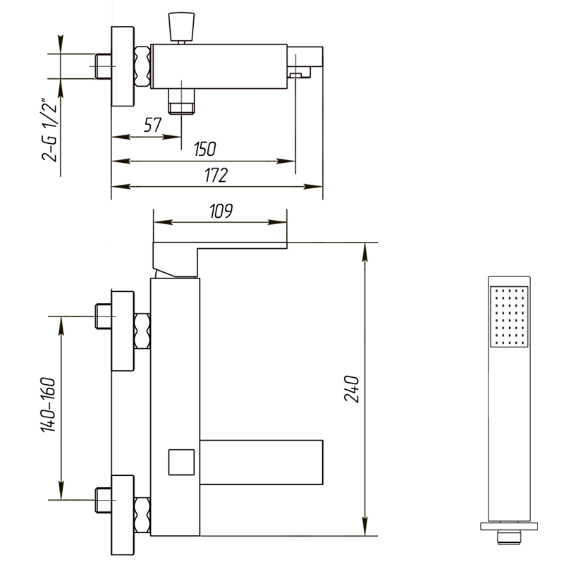 Смеситель для ванны Migliore Kvant ML.KVT-2703.CR с душем