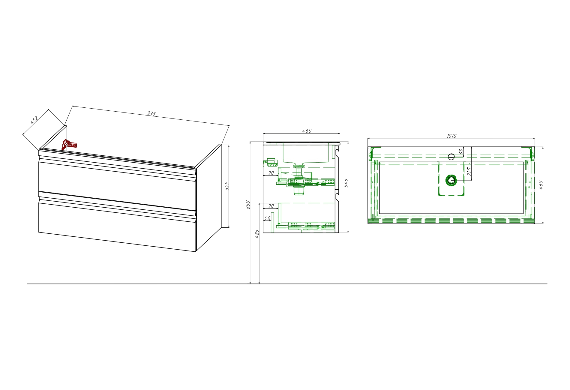 Тумба с раковиной Aquatek Вега 100 см AQ77100