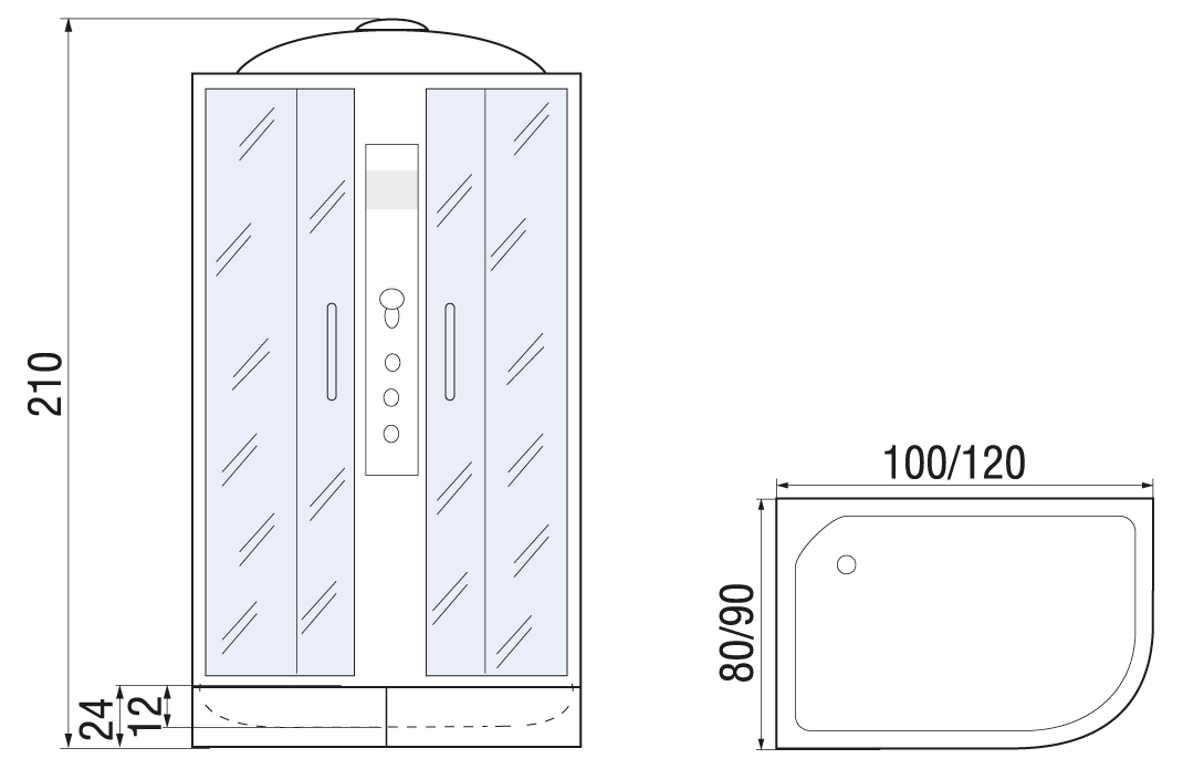 Душевая кабина River Desna 100/80/24 МТ 100x80 матовая, правая 10000002557