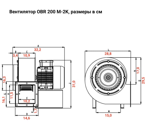 Радиальный вентилятор одностороннего всасывания BVN OBR 200M-2K