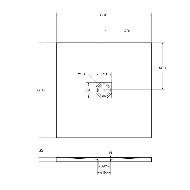 Поддон для душа BelBagno TRAY-MR-UNO-A-80-35-W-CR 80x80 белый