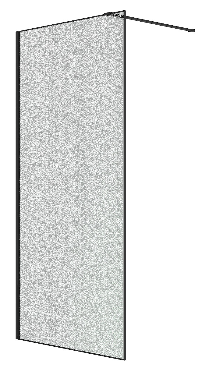 Душевая перегородка Niagara Nova NG-781-90BLACK 90x200 эффект битого стекла, профиль черный матовый