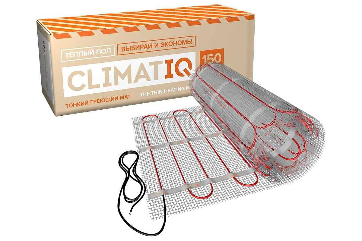 Тонкий самоклеящийся греющий мат IQWATT CLIMATIQ MAT 206150 для любого керамического покрытия толщиной не более 10 мм, 1800 Вт - 12 м.к, установка в слой плиточного клея