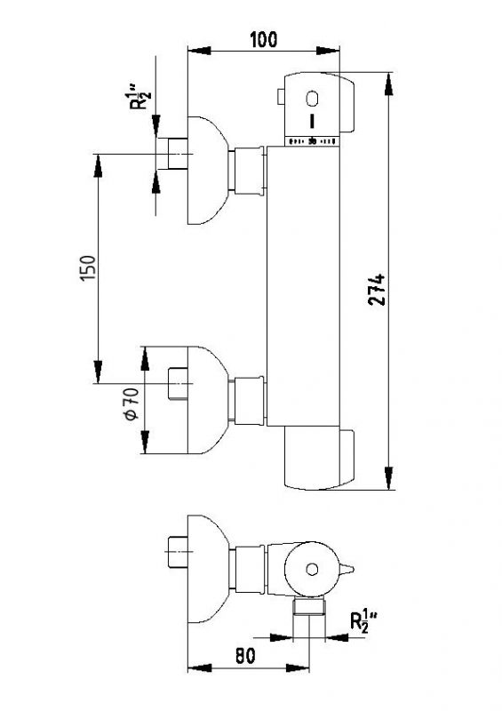 Смеситель для душа E.C.A. Thermostatic 102102341EX термостат