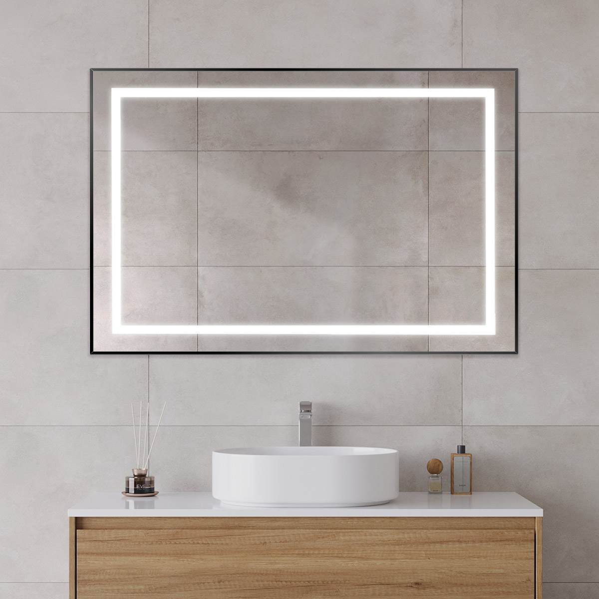 Зеркало BelBagno SPC-KRAFT-1200-800-SENS-NERO 120x80 см сенсорный выключатель, черный