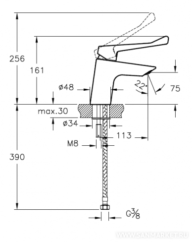 Смеситель для раковины VitrA Solid S A42484EXP