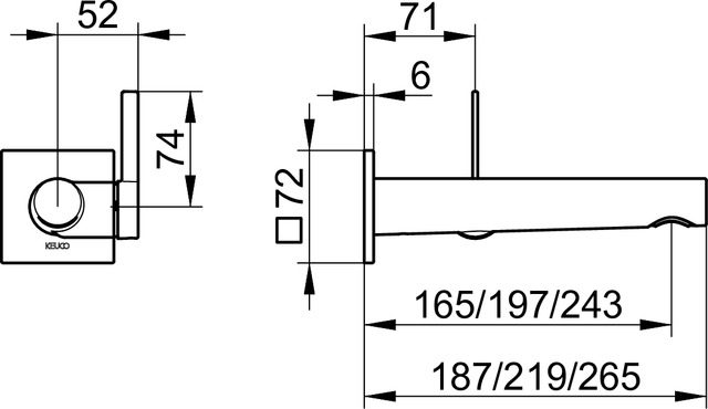 Смеситель для раковины Keuco IXMO Pure 59516011102 вылет 219, хром