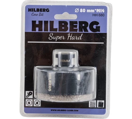 Коронка алмазная по керамике и керамограниту Super Hard (80 мм; M14) Hilberg HH680