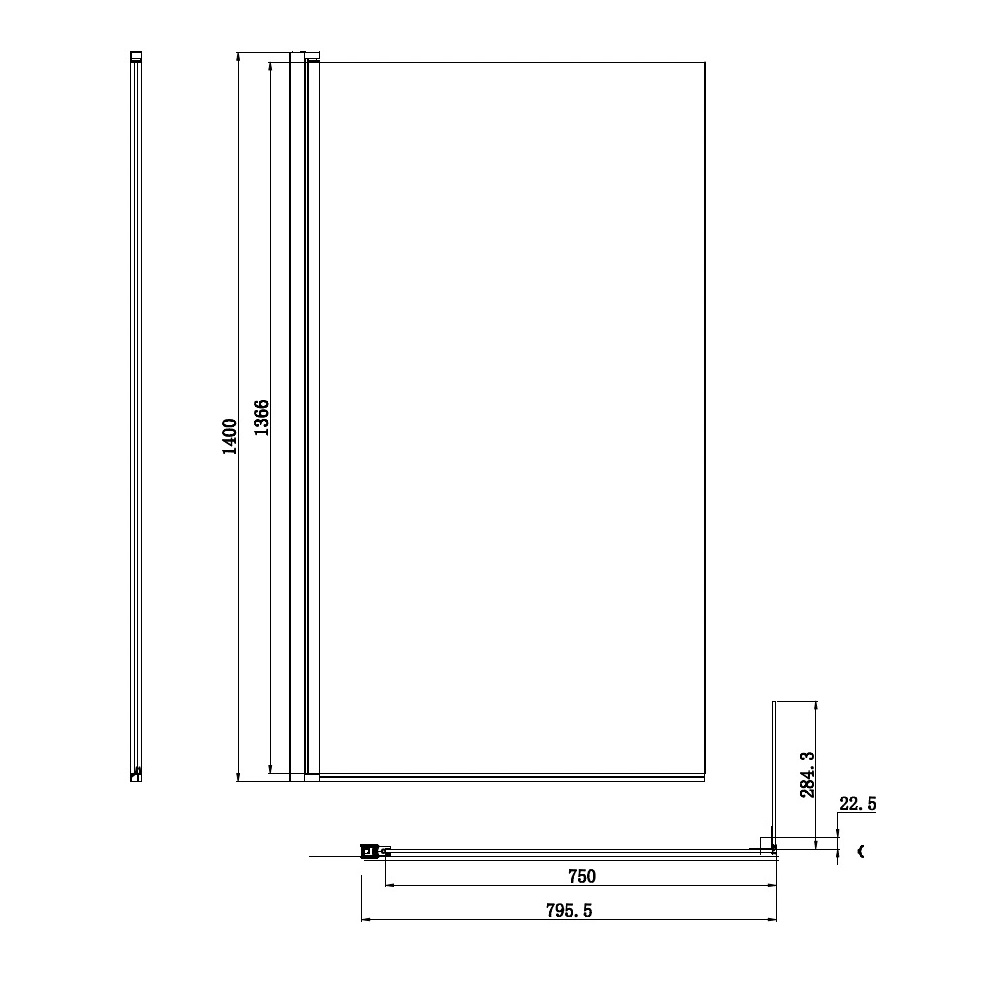 Шторка для ванны Damixa Skyline DX35WBS-D080-140MT 80x140 хром, прозрачное