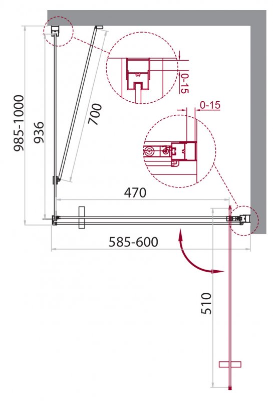 Душевой уголок BelBagno Marmi 60x100 прозрачный, хром