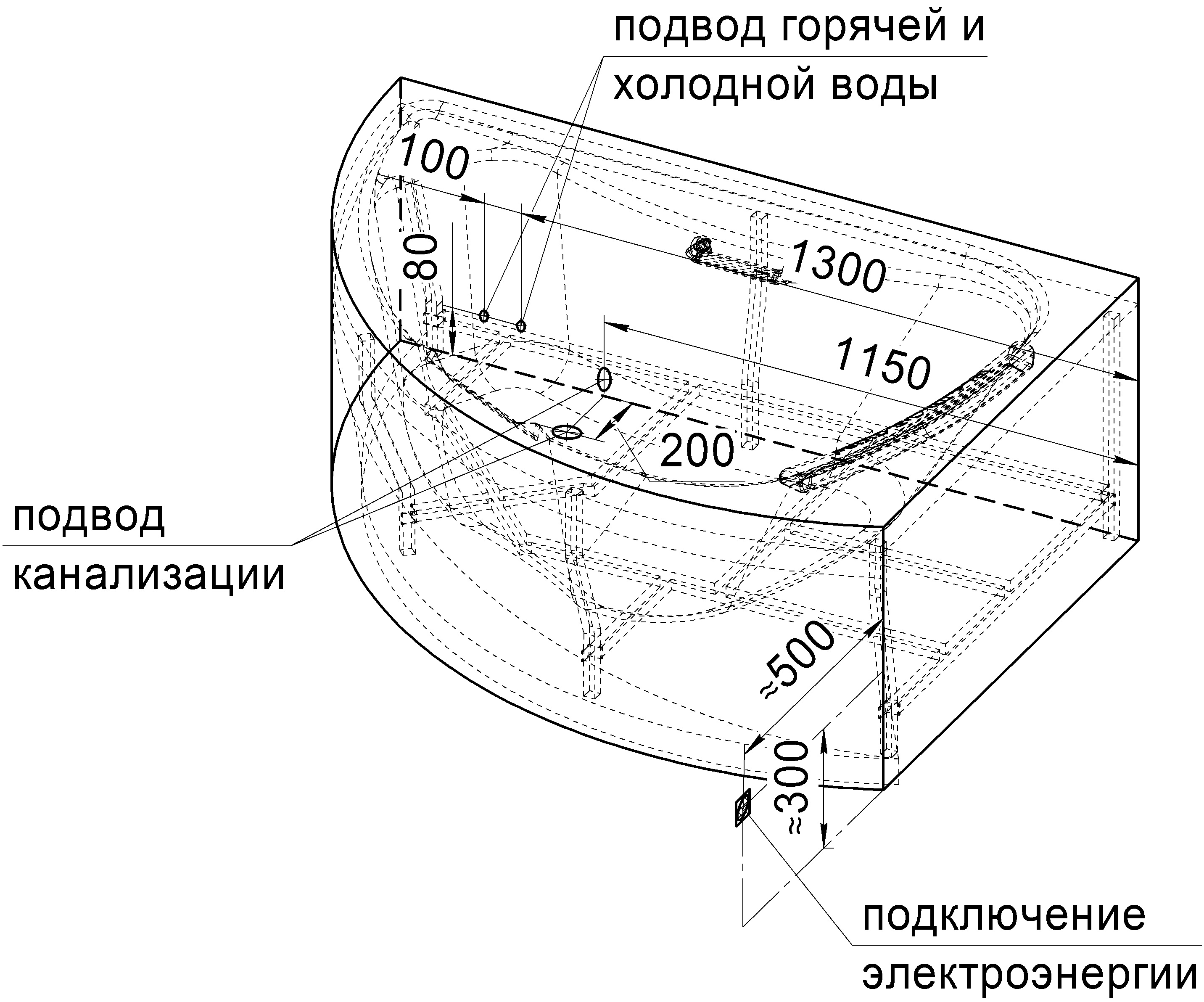 Акриловая ванна Радомир Альбена 168х120 L