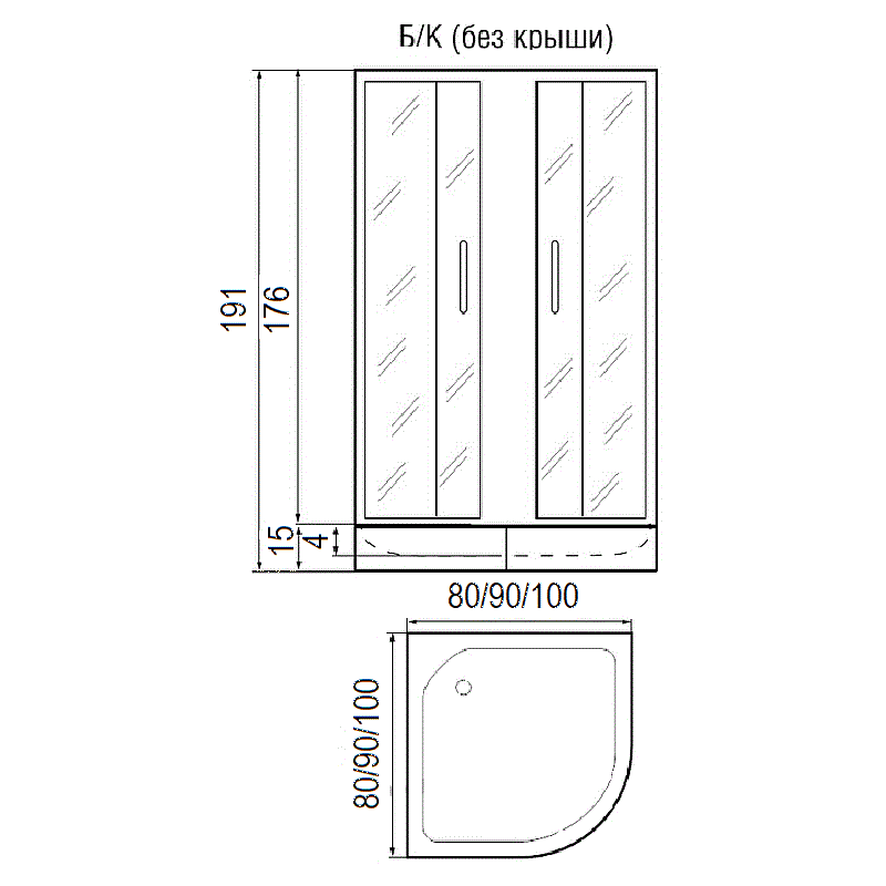 Душевой уголок River Don Light 80/15 MT 80x80 хром, матовое без поддона